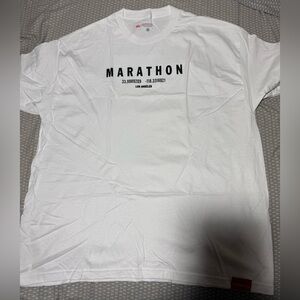 The Marathon Clothing White Short-Sleeve Tee with Black Marathon Print